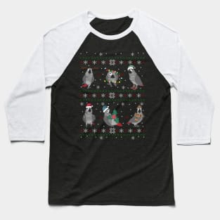 Ugly Christmas Pattern African Grey Parrot Baseball T-Shirt